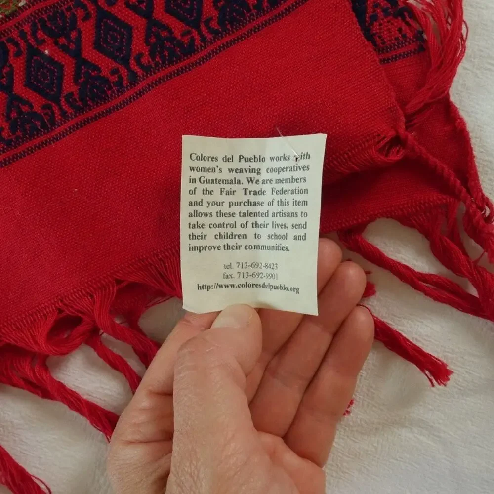 Colores Del Pueblo Guatemalan Hand Loomed Table Runner Red‎ Cotton 70